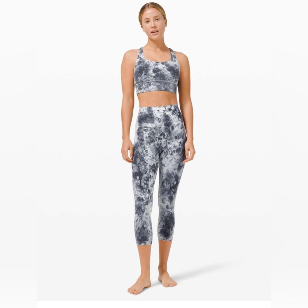 Lululemon Wunder Under Hi-Rise Dual Shibori Antique White Cement Grey 10 23”Crop